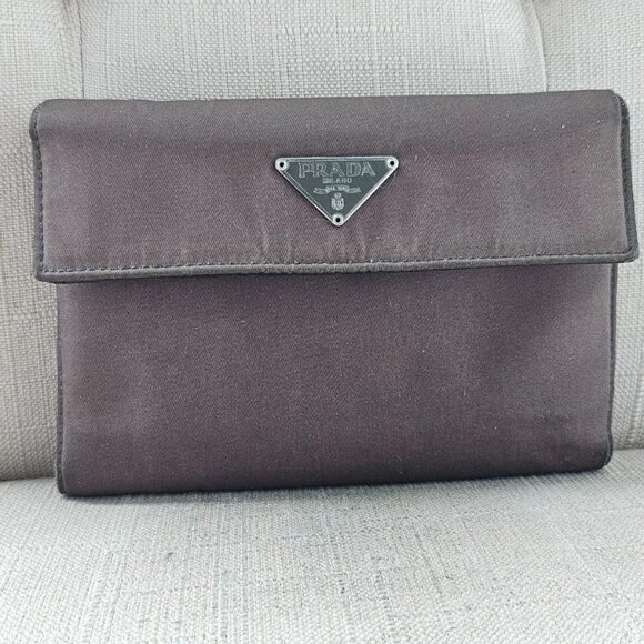 Prada Cardholder Wallet Trifold Leather/satin Billfold Purse Made in Italy - Picture 2 of 12